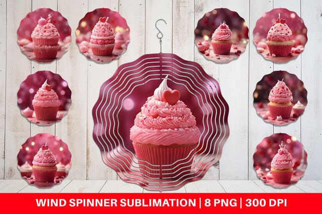 Wind Spinner Valentine pink cupcake Sublimation artnoy 