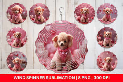 Wind Spinner Valentine Poodle Dog Sublimation artnoy 