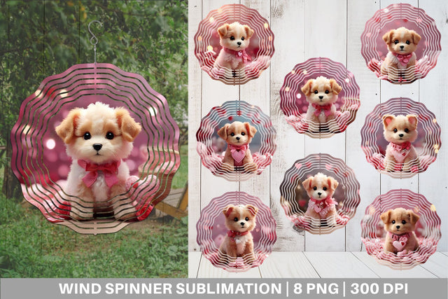 Wind Spinner Valentine Puppy Sublimation artnoy 