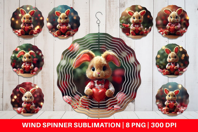 Wind Spinner Valentine Rabbit Sublimation artnoy 