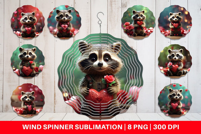 Wind Spinner Valentine Raccoon Sublimation artnoy 