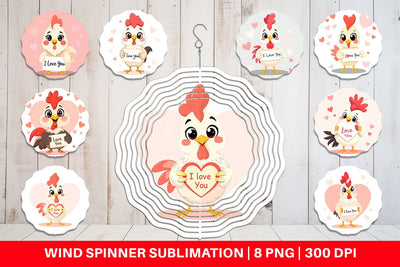 Wind Spinner Valentine Rooster Cartoon Sublimation artnoy 