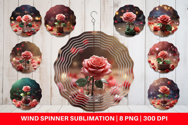 Wind Spinner Valentine Rose Flower Sublimation artnoy 