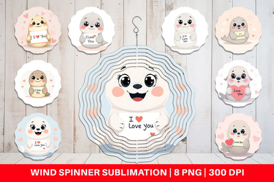 Wind Spinner Valentine Seal Cartoon Sublimation artnoy 