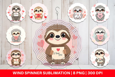 Wind Spinner Valentine Sloth Cartoon Sublimation artnoy 