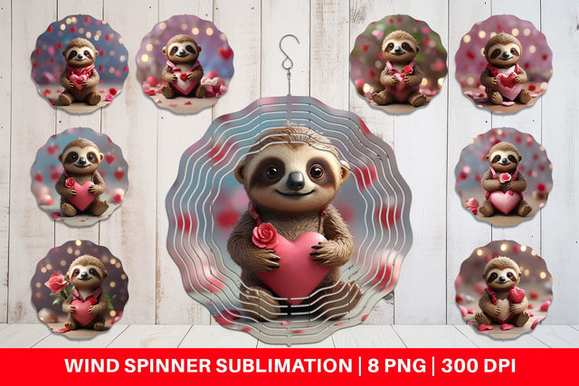 Wind Spinner Valentine Sloth Sublimation artnoy 