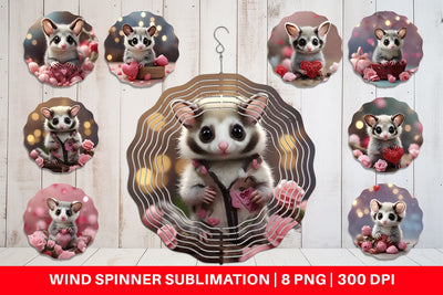 Wind Spinner Valentine Sugar Glider Sublimation artnoy 