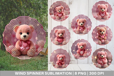 Wind Spinner Valentine Teddy Bear Sublimation artnoy 