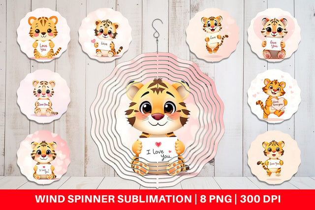 Wind Spinner Valentine Tiger Cartoon Sublimation artnoy 