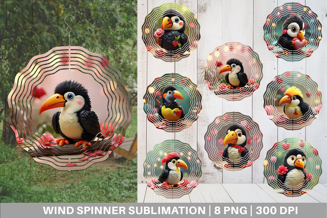 Wind Spinner Valentine Toucan Bird Sublimation artnoy 