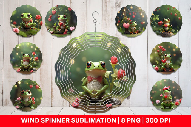 Wind Spinner Valentine Tree Frog Sublimation artnoy 