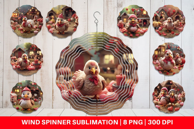 Wind Spinner Valentine Turkey Farm Sublimation artnoy 