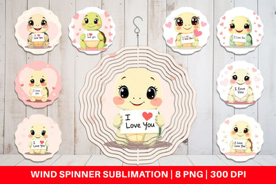 Wind Spinner Valentine Turtle Cartoon Sublimation artnoy 