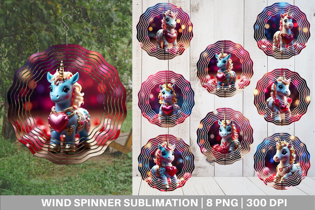Wind Spinner Valentine Unicorn Sublimation artnoy 