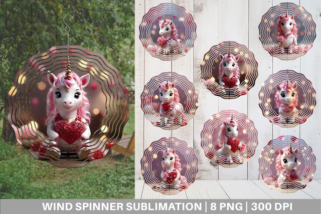 Wind Spinner Valentine Unicorn Sublimation artnoy 