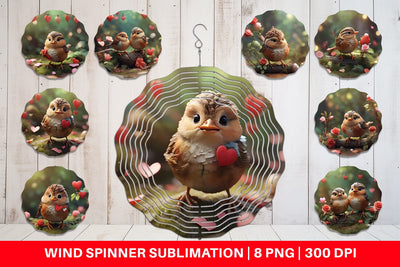 Wind Spinner Valentine Wren Bird Sublimation artnoy 