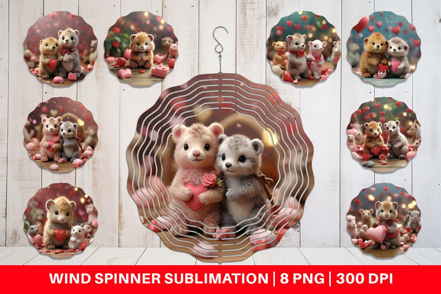 Wind Spinner Valentine Zoo Animals Sublimation artnoy 