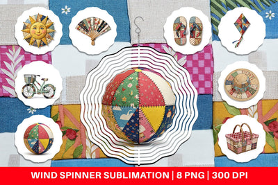 Wind Spinner Vibrant Summer Play Patchwork Sublimation artnoy 