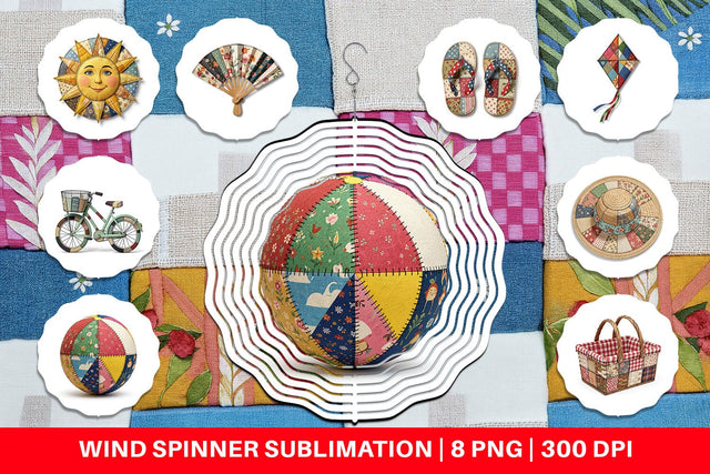 Wind Spinner Vibrant Summer Play Patchwork Sublimation artnoy 