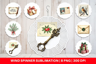 Wind Spinner Victorian Christmas Post & Parcel Watercolor Sublimation artnoy 