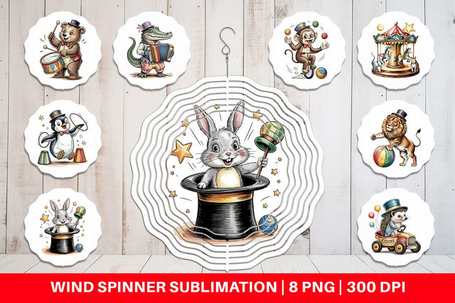 Wind Spinner Vintage Animal Circus Sublimation artnoy 