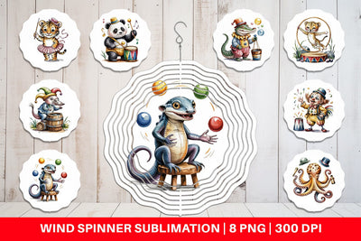 Wind Spinner Vintage Animal Circus Sublimation artnoy 
