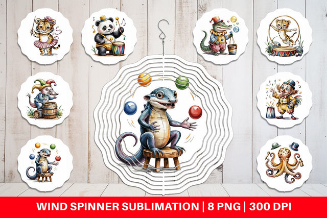 Wind Spinner Vintage Animal Circus Sublimation artnoy 