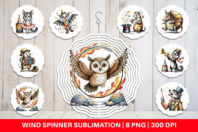 Wind Spinner Vintage Animal Circus Sublimation artnoy 