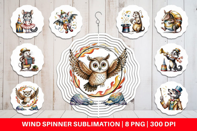 Wind Spinner Vintage Animal Circus Sublimation artnoy 