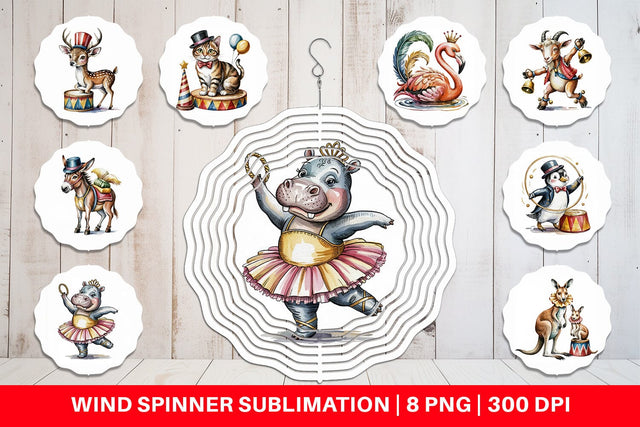 Wind Spinner Vintage Animal Circus Sublimation artnoy 