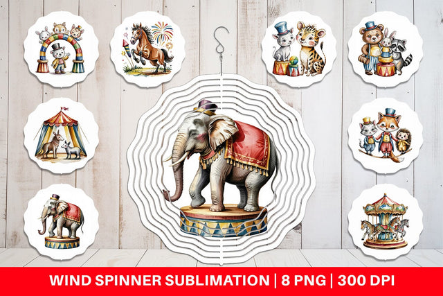 Wind Spinner Vintage Animal Circus Sublimation artnoy 