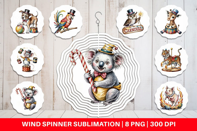 Wind Spinner Vintage Animal Circus Sublimation artnoy 