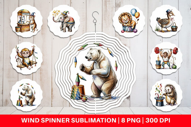 Wind Spinner Vintage Animal Circus Sublimation artnoy 