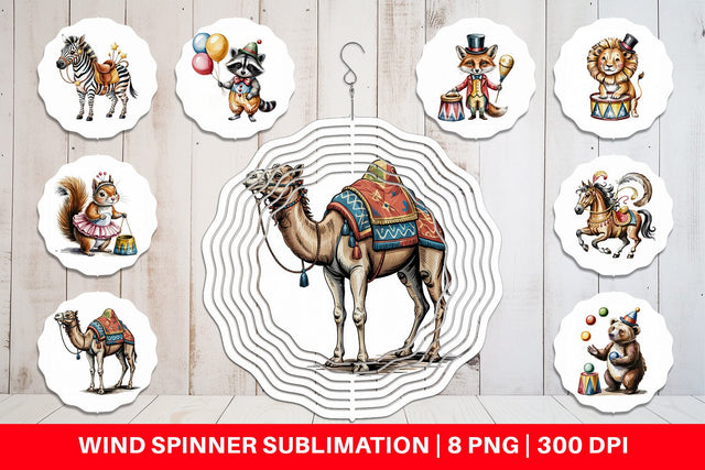 Wind Spinner Vintage Animal Circus Sublimation artnoy 