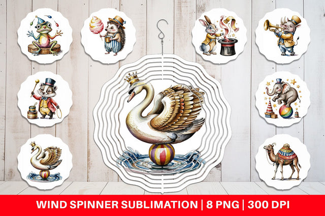 Wind Spinner Vintage Animal Circus Sublimation artnoy 