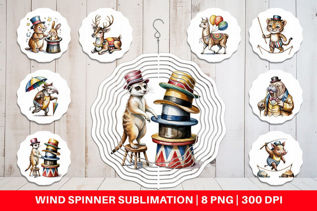 Wind Spinner Vintage Animal Circus Sublimation artnoy 
