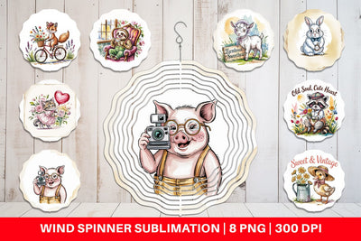 Wind Spinner Vintage Animal Sublimation artnoy 