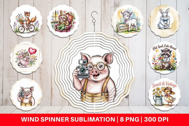 Wind Spinner Vintage Animal Sublimation artnoy 