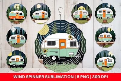 Wind Spinner Vintage Campervan Sublimation artnoy 