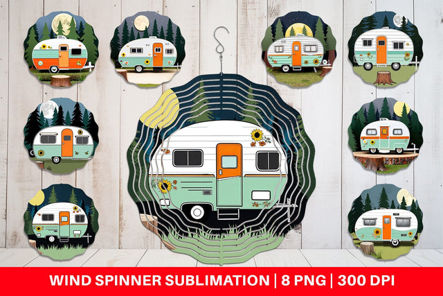 Wind Spinner Vintage Campervan Sublimation artnoy 