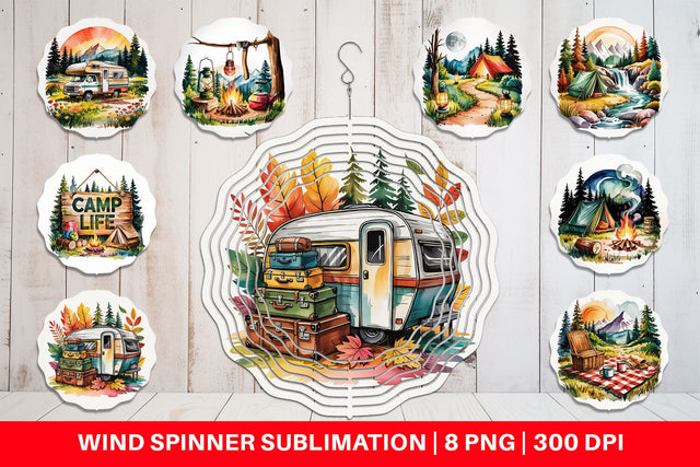 Wind Spinner Vintage Camping Vibes Sublimation artnoy 