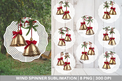 Wind Spinner Vintage Christmas Bells Sublimation artnoy 