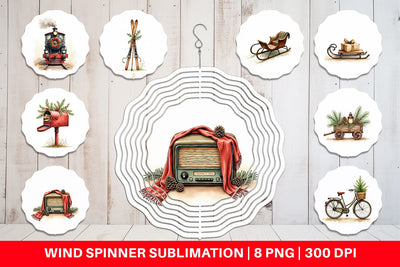 Wind Spinner Vintage Christmas Journey Sublimation artnoy 