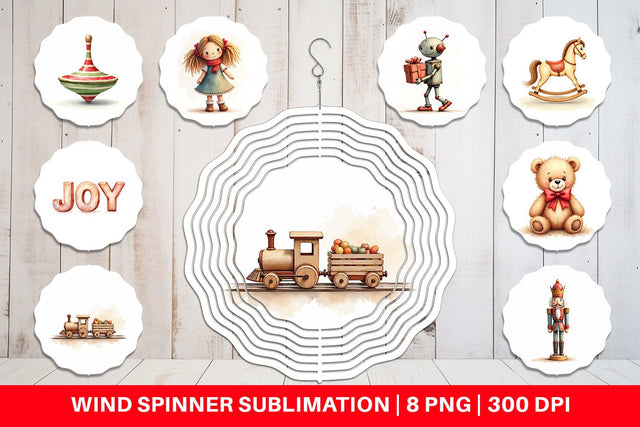 Wind Spinner Vintage Christmas Toys Sublimation artnoy 