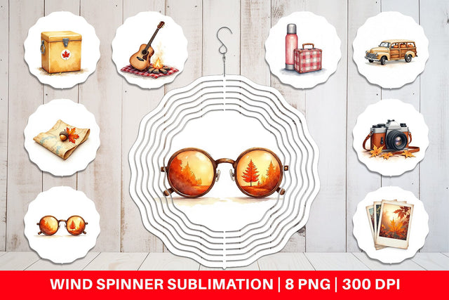 Wind Spinner Vintage Fall Road Trip Sublimation artnoy 