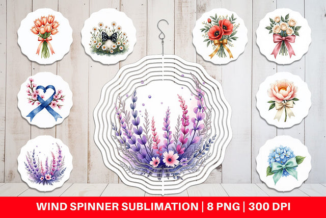 Wind Spinner Vintage Floral Bow Sublimation artnoy 