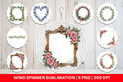 Wind Spinner Vintage Floral Frames and Wreaths Sublimation artnoy 