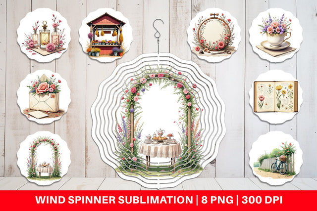 Wind Spinner Vintage Flowers Sublimation artnoy 