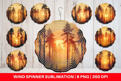 Wind Spinner Vintage Forest Sunset Sublimation artnoy 