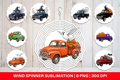 Wind Spinner Vintage Halloween Truck Sublimation artnoy 